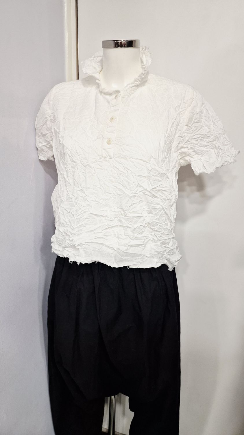 PRIVATSACHEN CROPPED COTTON BLOUSE APPLIKLEID-SCHNEE