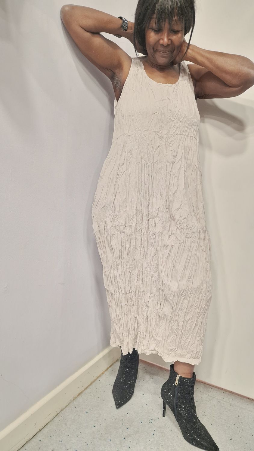 PRIVATSACHEN SLEEVELESS CRINKLE COTTON DRESS PROSPERIHR-KIESEL