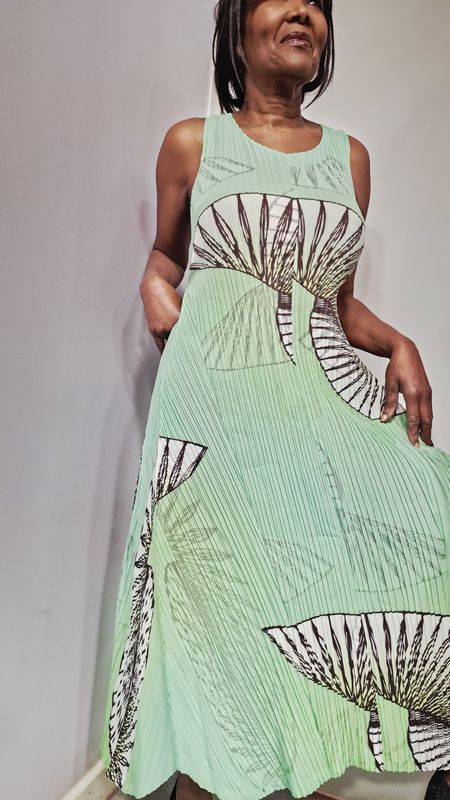 ALQUEMA ESTRELLA LONG DRESS-LIME FUN FACE