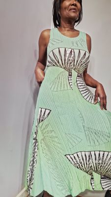 ALQUEMA ESTRELLA LONG DRESS-LIME FUN FACE