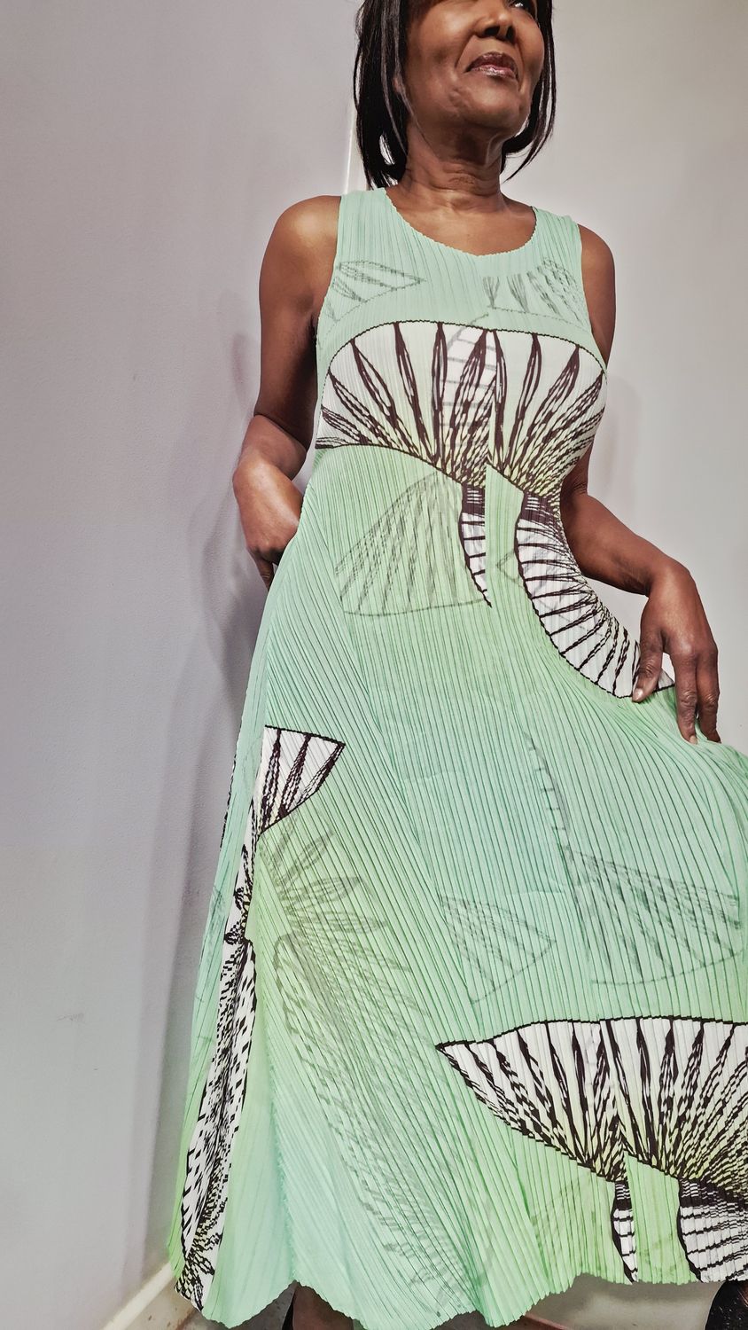 ALQUEMA ESTRELLA LONG DRESS-LIME FUN FACE