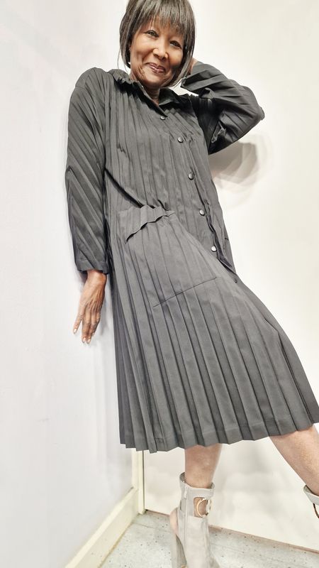 ALQUEMA BOXY WINDBREAKER-PLEATED COAT-DRESS