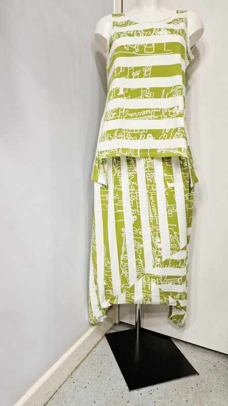 LUUKAA COTTON JERSEY LOW CRUTCH TROUSERS-THESSALY-LIME PRINT