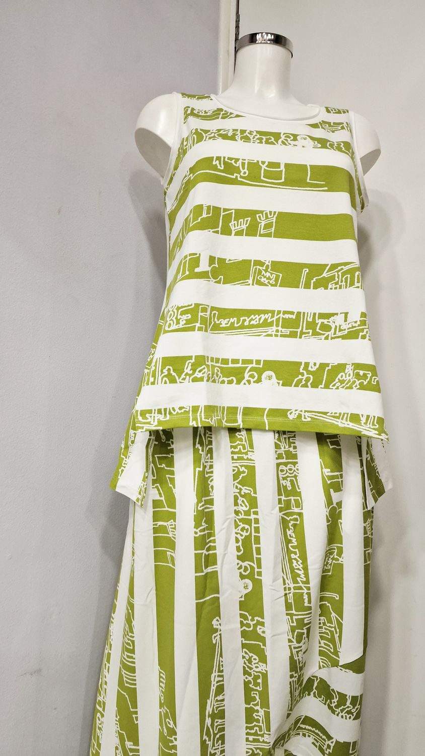 LUUKAA COTTON JERSEY TOP-ONDINE-LIME PRINT