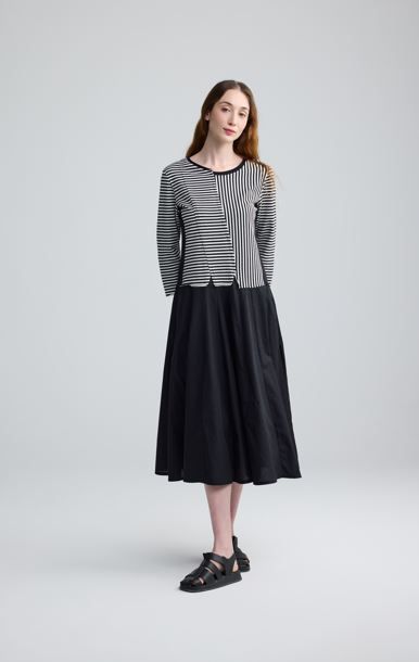 LUUKAA BLACK /WHITE STRIPES DRESS-AVENIA
