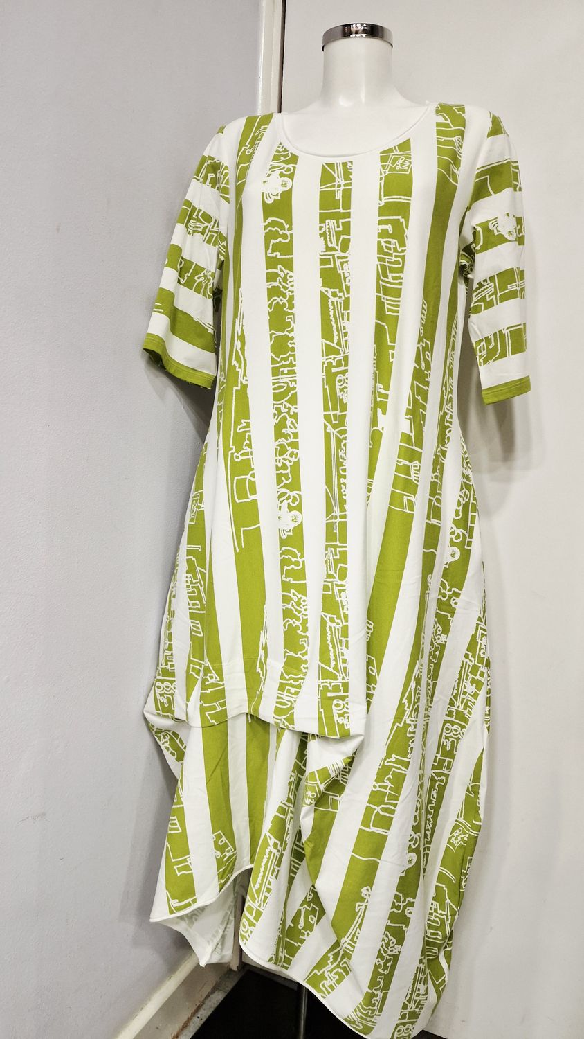 LUUKAA COTTON JERSEY DRESS-AMETHYST-LIME PRINT