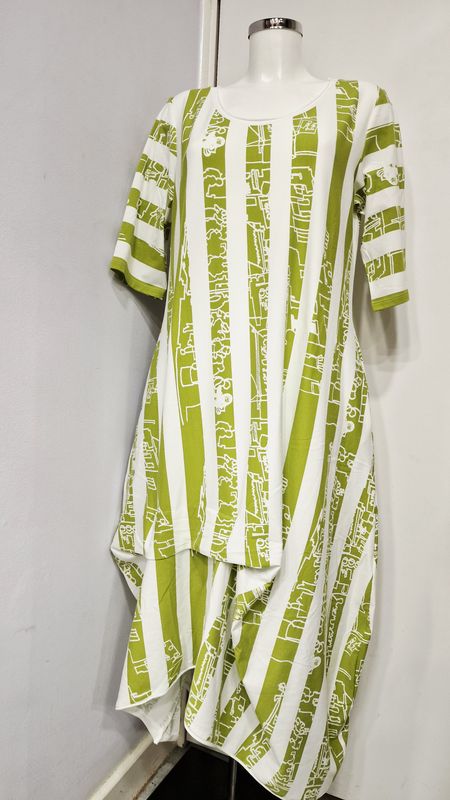 LUUKAA COTTON JERSEY DRESS-AMETHYST-LIME PRINT