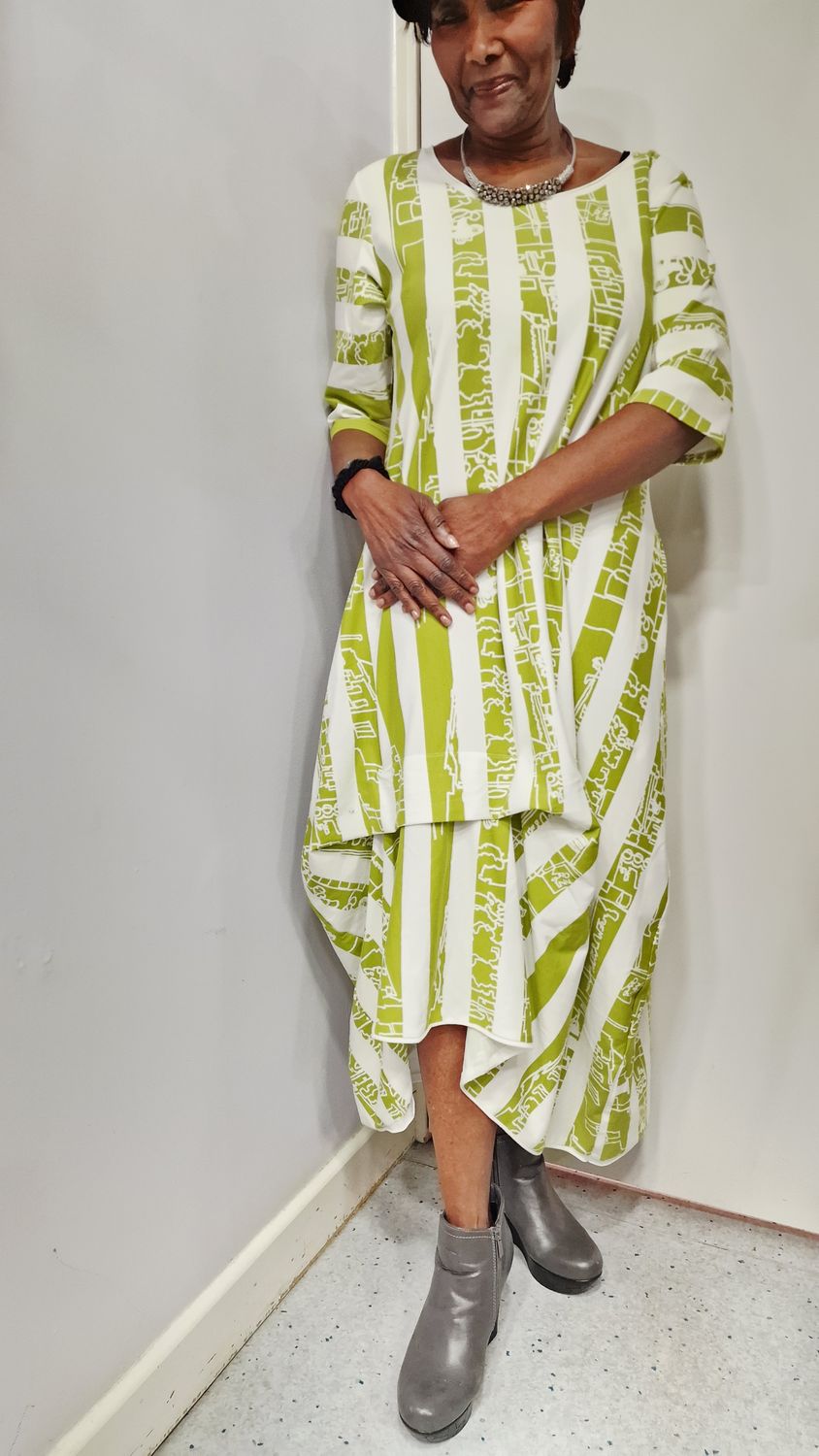 LUUKAA COTTON JERSEY DRESS-AMETHYST-LIME PRINT