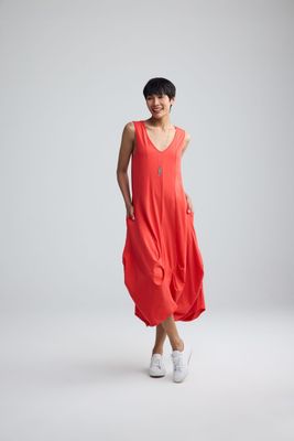 LUUKAA COTTON JERSEY DRESS-CALISTA-RED LUUKAA COTTON JERSEY DRESS-CALISTA-RED