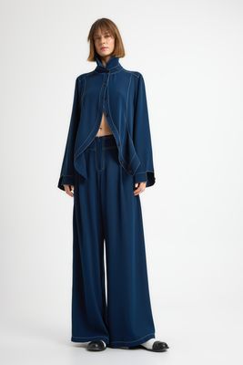 ISIK OZGUR WIDE LEG TROUSERS-MARINE ISIK OZGUR WIDE LEG TROUSERS-MARINE