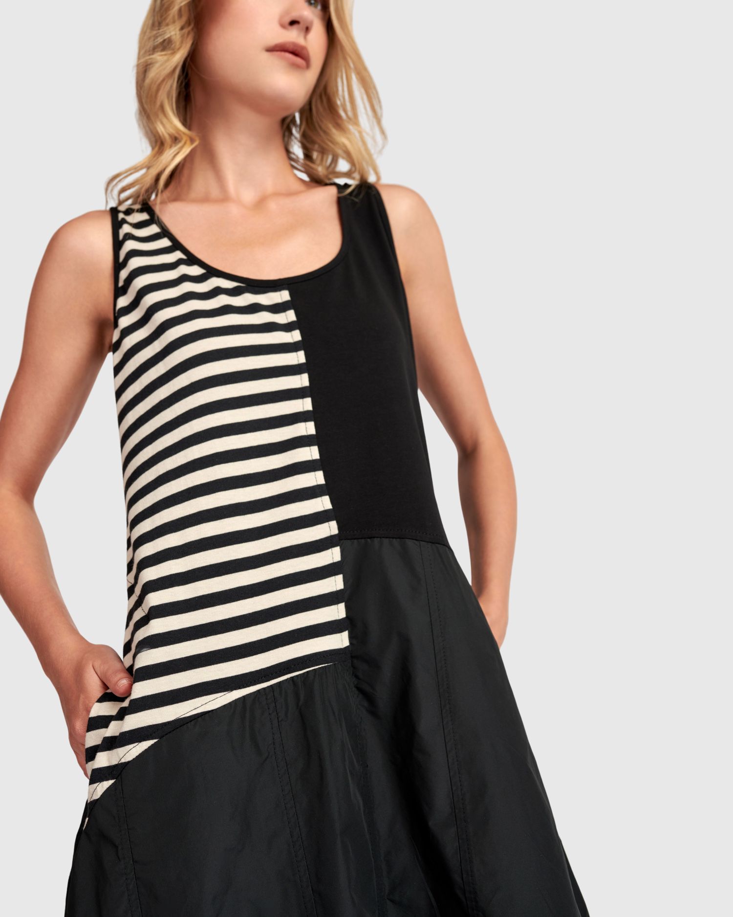 ALEMBIKA (URBAN) SLEEVELESS DRESS-STRIPES