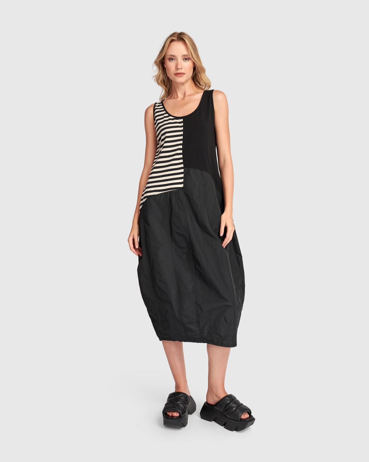 ALEMBIKA (URBAN) SLEEVELESS DRESS-STRIPES