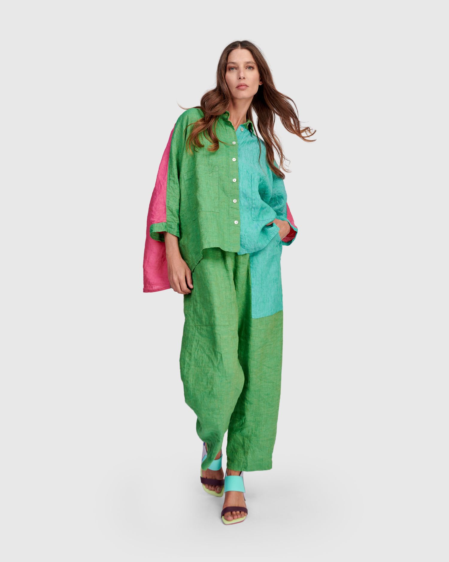 ALEMBIKA LINEN TROUSERS-SOLID MOJITO