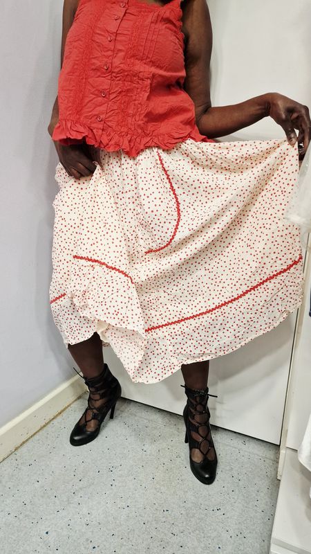 EWAIWALLA SKIRT-IDA-MARIE-RED DOTS