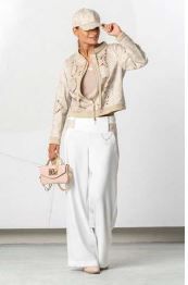 ELISA CAVALETTI JACKET WITH EMBROIDERY-BEIGE