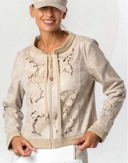ELISA CAVALETTI JACKET WITH EMBROIDERY-BEIGE ELISA CAVALETTI JACKET WITH EMBROIDERY-BEIGE