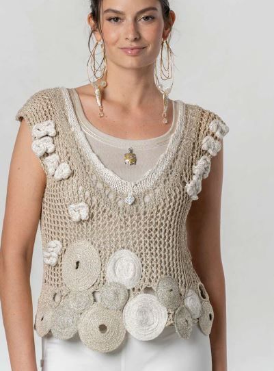 ELISA CAVALETTI KNITTED TOP-ORO/GOLD