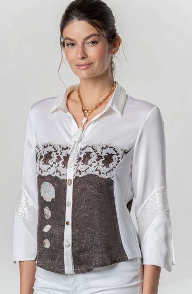 ELISA CAVALETTI SHIRT/JACKET-CONCHIGLIA-WHITE/BROWN