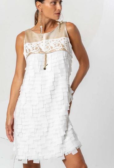 ELISA CAVALETTI KNEELENGHT DRESS-INCONTRO-OFF WHITE