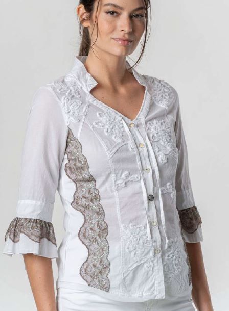 ELISA CAVALETTI BLOUSE-WHITE BROWN ELISA CAVALETTI BLOUSE-WHITE BROWN