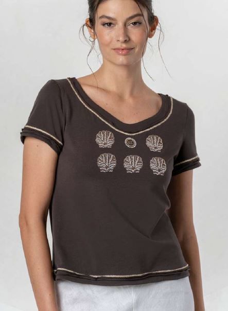 ELISA CAVALETTI T-SHIRT - BROWN ELISA CAVALETTI T-SHIRT - BROWN