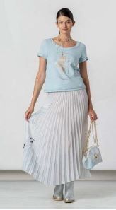 ELISA CAVALETTI SKIRT-WHITE/ LIGHT BLUE PRINT