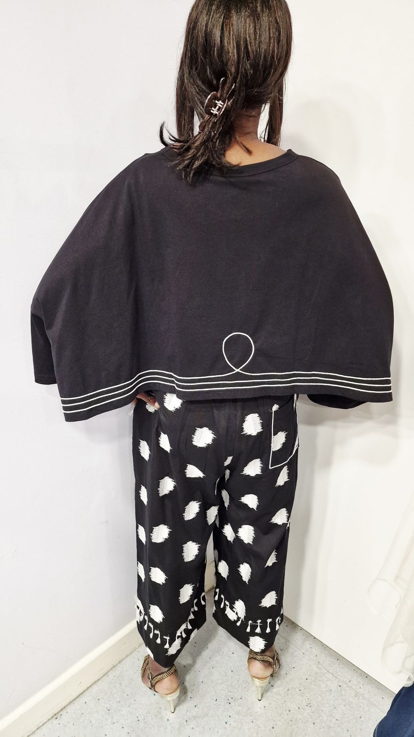 KEDEM SASSON CROPPED TOP-YUKI SHIRT-BLACK