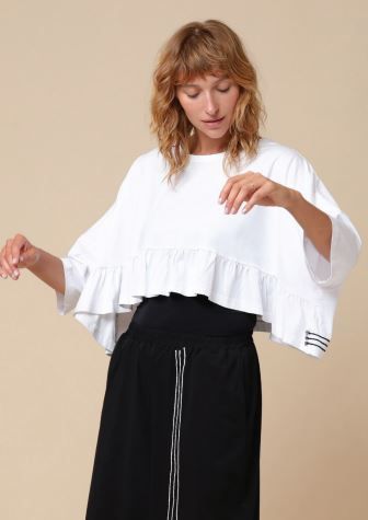 KEDEM SASSON CROPPED TOP-YUKI SHIRT-WHITE