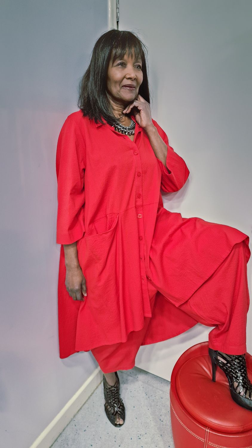 KEDEM SASSON KIRA SHIRT/DRESS-RED KEDEM SASSON KIRA SHIRT/DRESS-RED