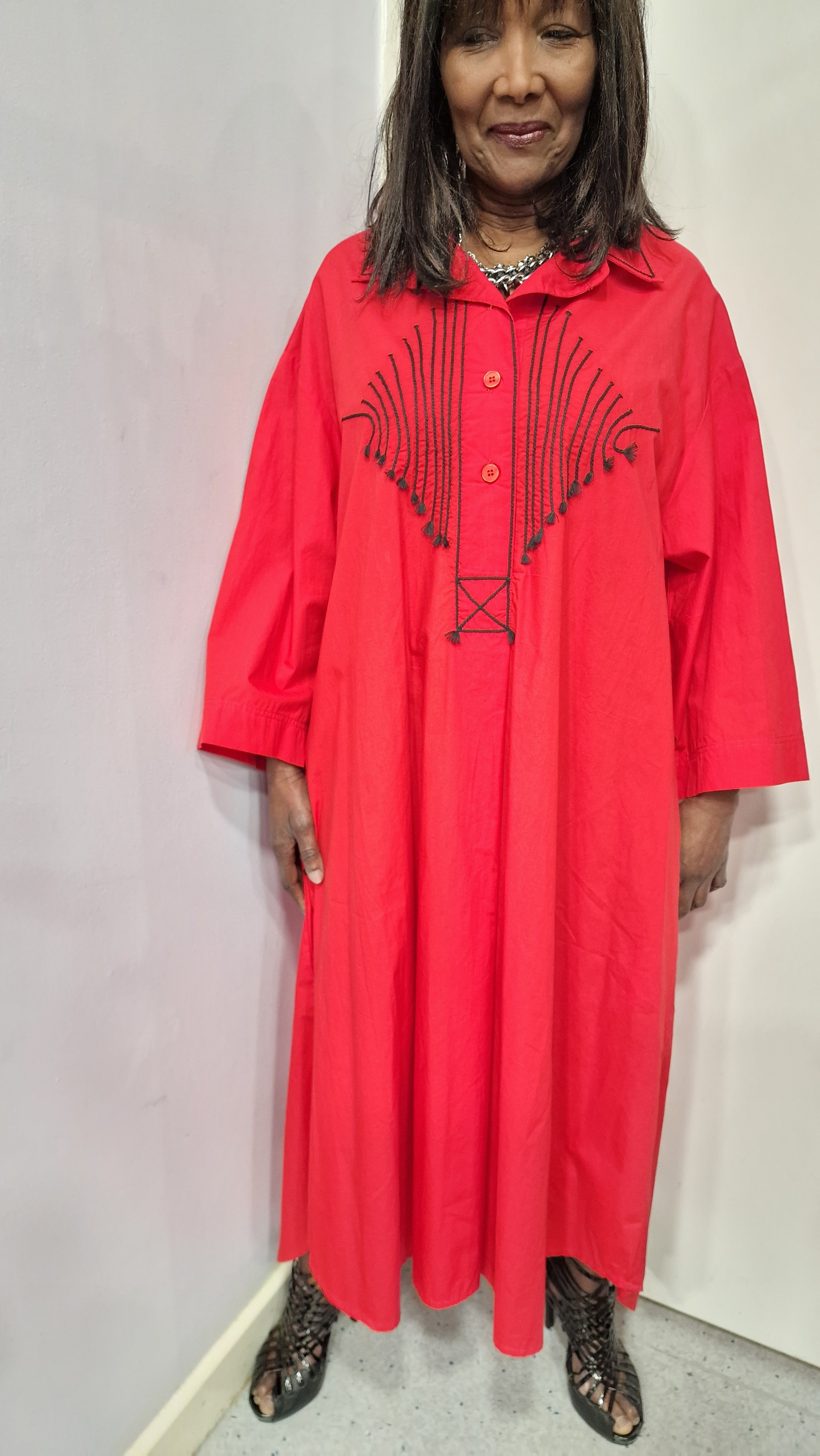KEDEM SASSON OVERSIZED INBAL DRESS-RED