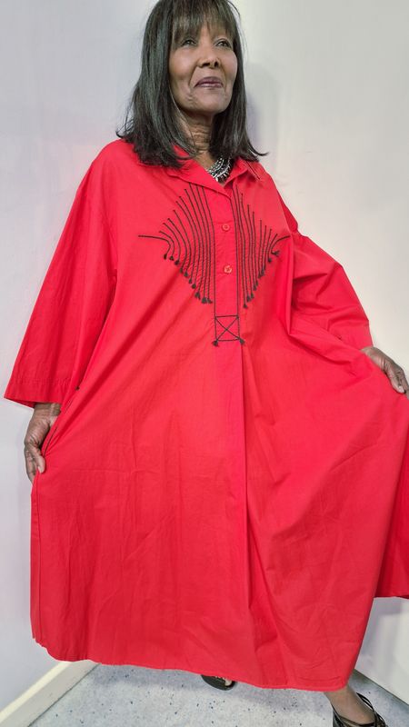 KEDEM SASSON OVERSIZED INBAL DRESS-RED