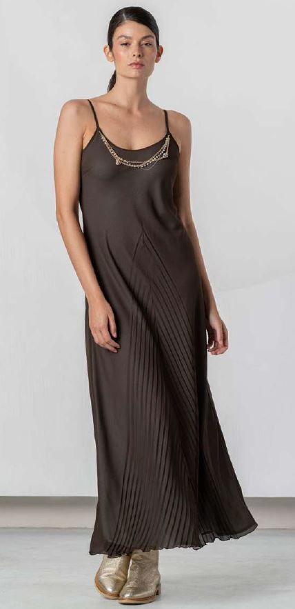 ELISA CAVALETTI STRAPPY DRESS PERUGIA-BROWN