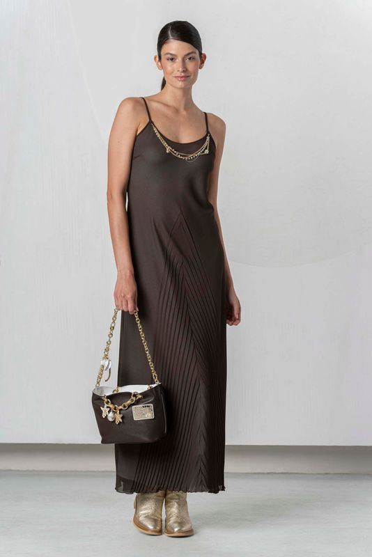 ELISA CAVALETTI STRAPPY DRESS PERUGIA-BROWN