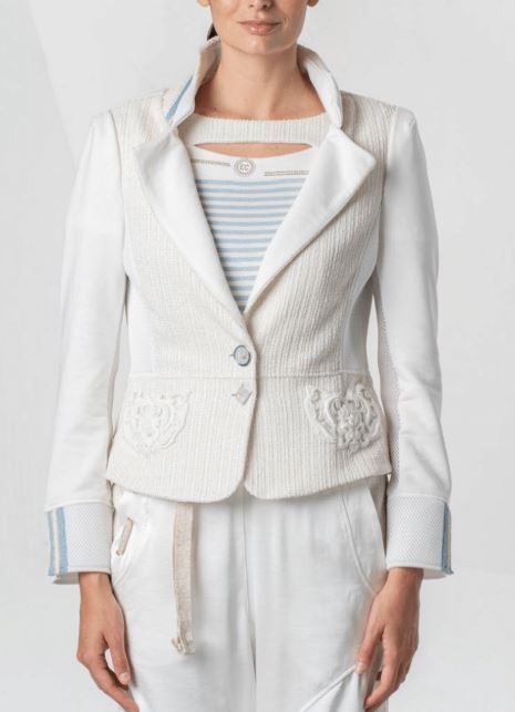 ELISA CAVALETTI JACKET INCONTRO-OFF WHITE-LIGHT BLUE