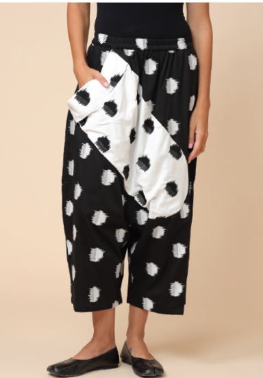 KEDEM SASSON TROUSERS- BLACK/WHITE CIRCLES 