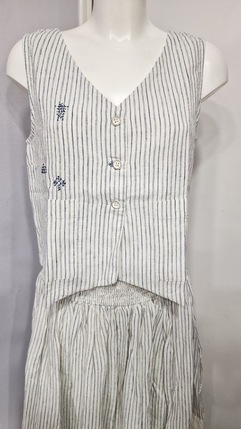EWAIWALLA WAISTCOAT POMONA-STRIPED EWAIWALLA WAISTCOAT POMONA-STRIPED