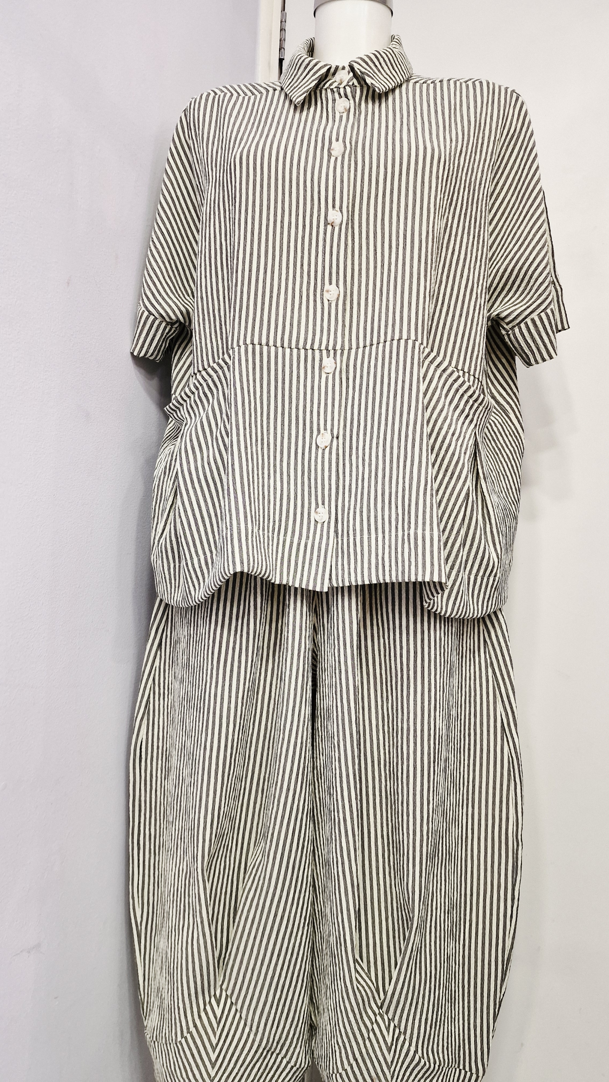 KEDEM SASSON (AMMA) SHIRT/JACKET-BLACK STRIPE