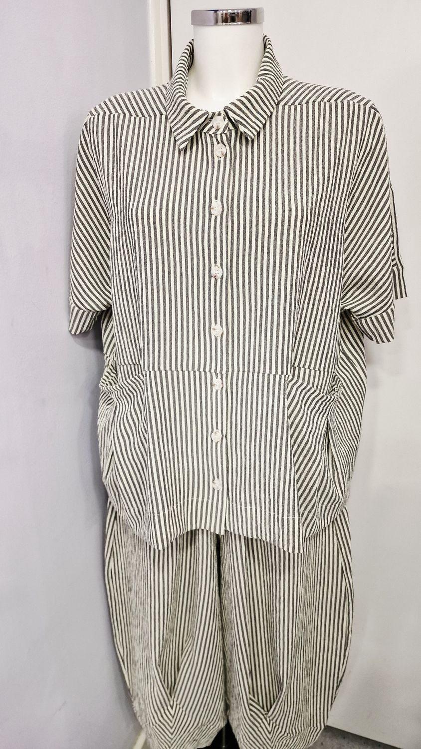KEDEM SASSON (AMMA) SHIRT/JACKET-BLACK STRIPE