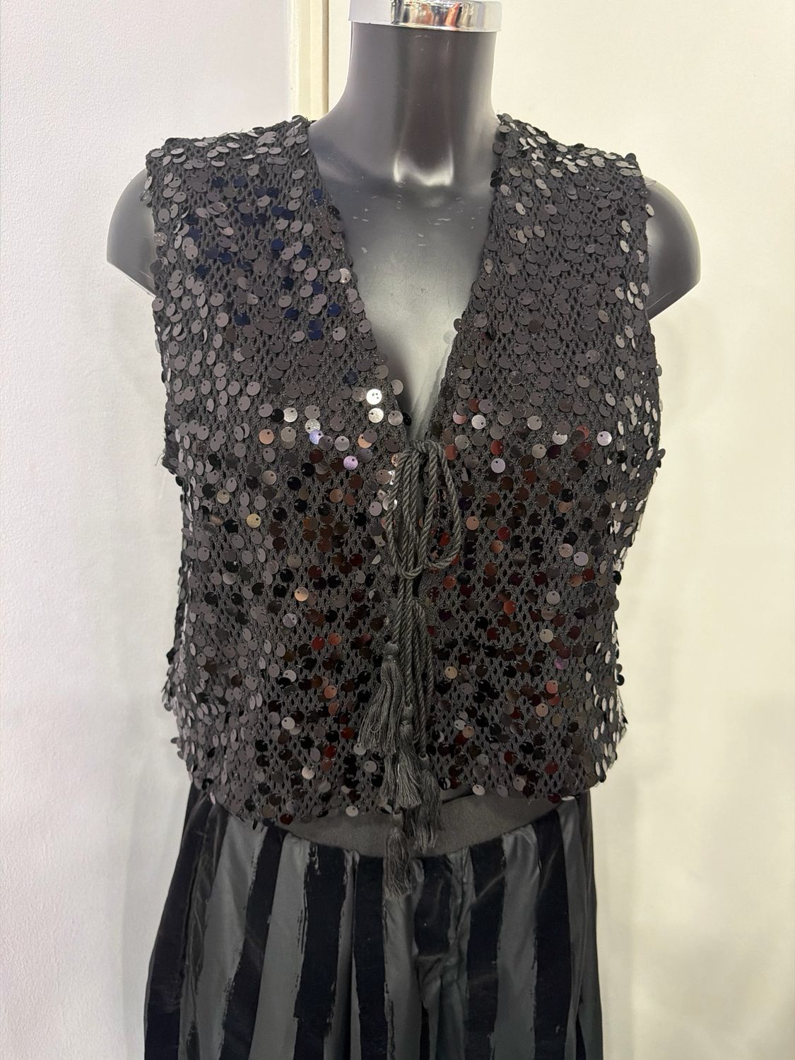 DIXIE ROMA SEQUINS JILET-Nero