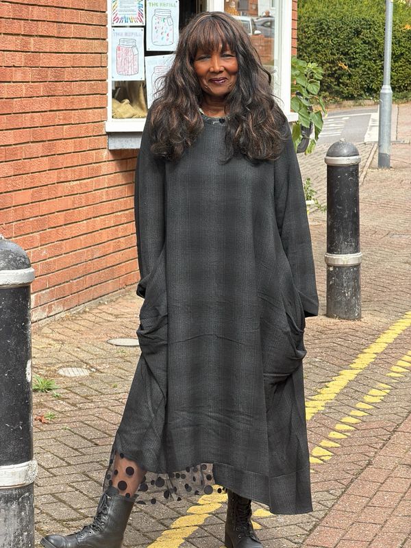 LUUKAA MICAH WOVEN DRESS-ANTHRACITE PLAID