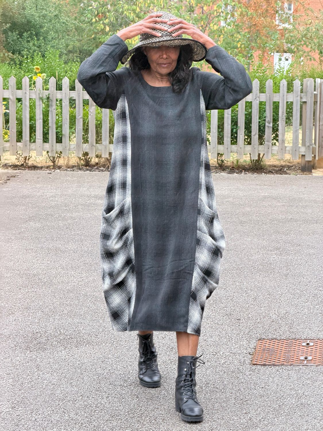 LUUKAA REESE WOVEN DRESS-ANTHRACITE/ECRU LUUKAA REESE WOVEN DRESS-ANTHRACITE/ECRU