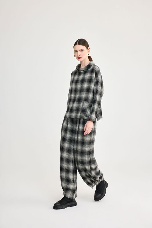 LUUKAA MIA WOVEN TROUSERS-ECRU PLAID