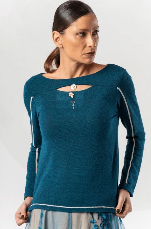 ELISA CAVALETTI TOP-TEAL BLUE