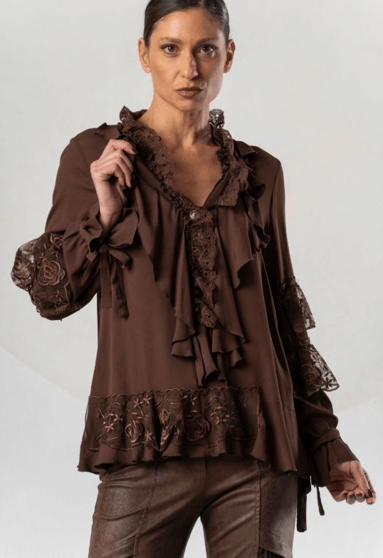 ELISA CAVALETTI BLOUSE-BROWN ELISA CAVALETTI BLOUSE-BROWN