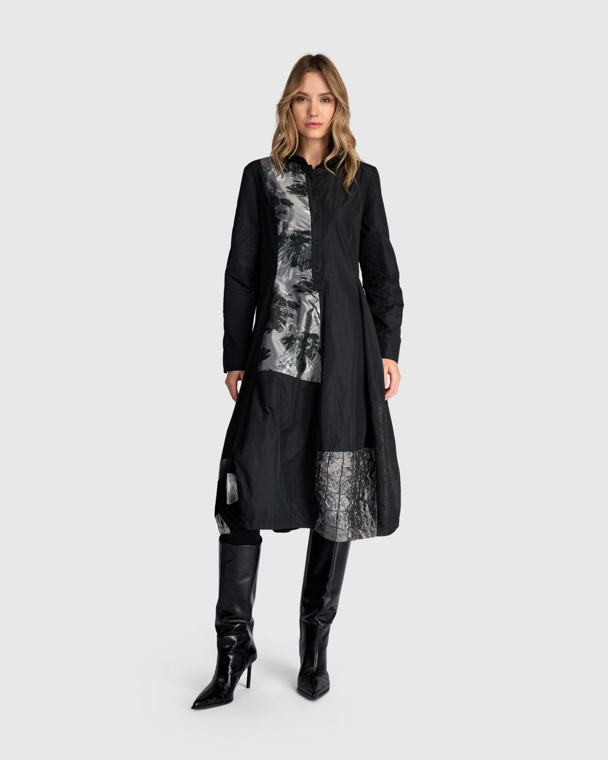ALEMBIKA TAFFETA MIX DRESS/BLACK