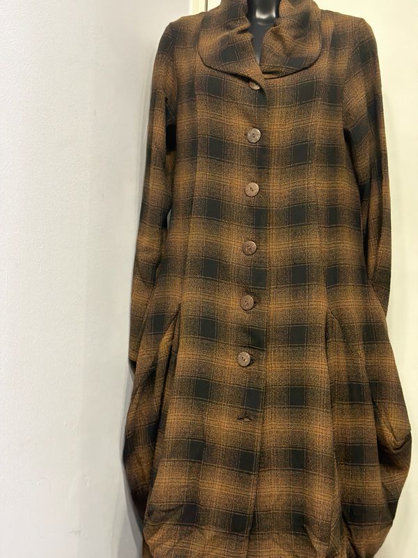 LUUKAA RIVER WOVEN COAT/JACKET-BROWN PLAID