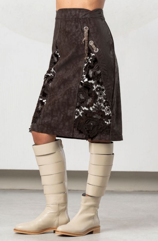 ELISA CAVALETTI A-LINE SKIRT-ONICE-BROWN ELISA CAVALETTI A-LINE SKIRT-ONICE-BROWN