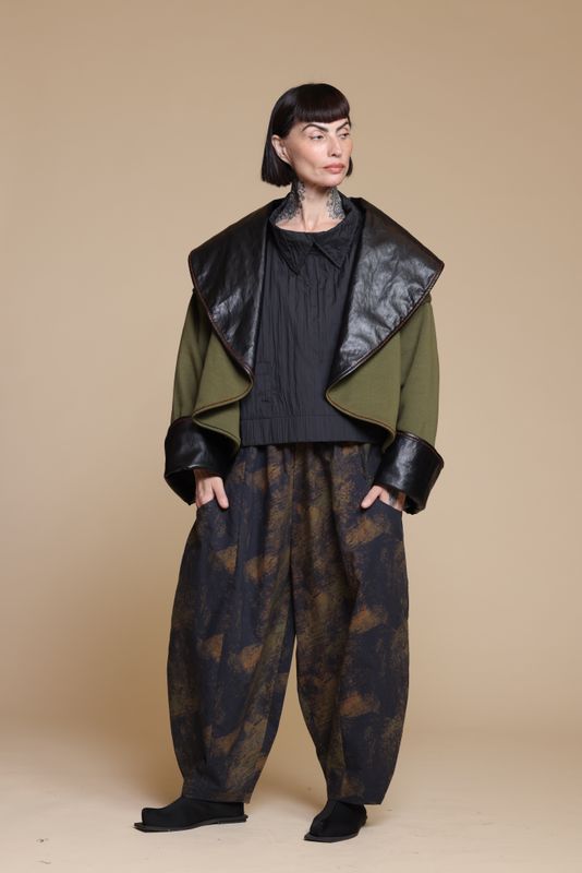 KEDEM SASSON OVERSIZED JACKET-GREEN/BLACK COLLAR