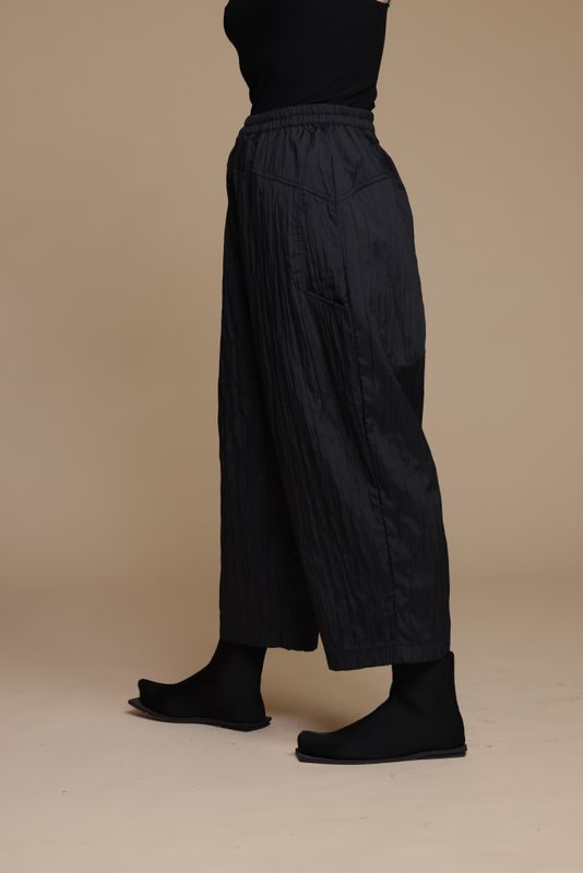 KEDEM SASSON CRINKLE TROUSERS-BLACK