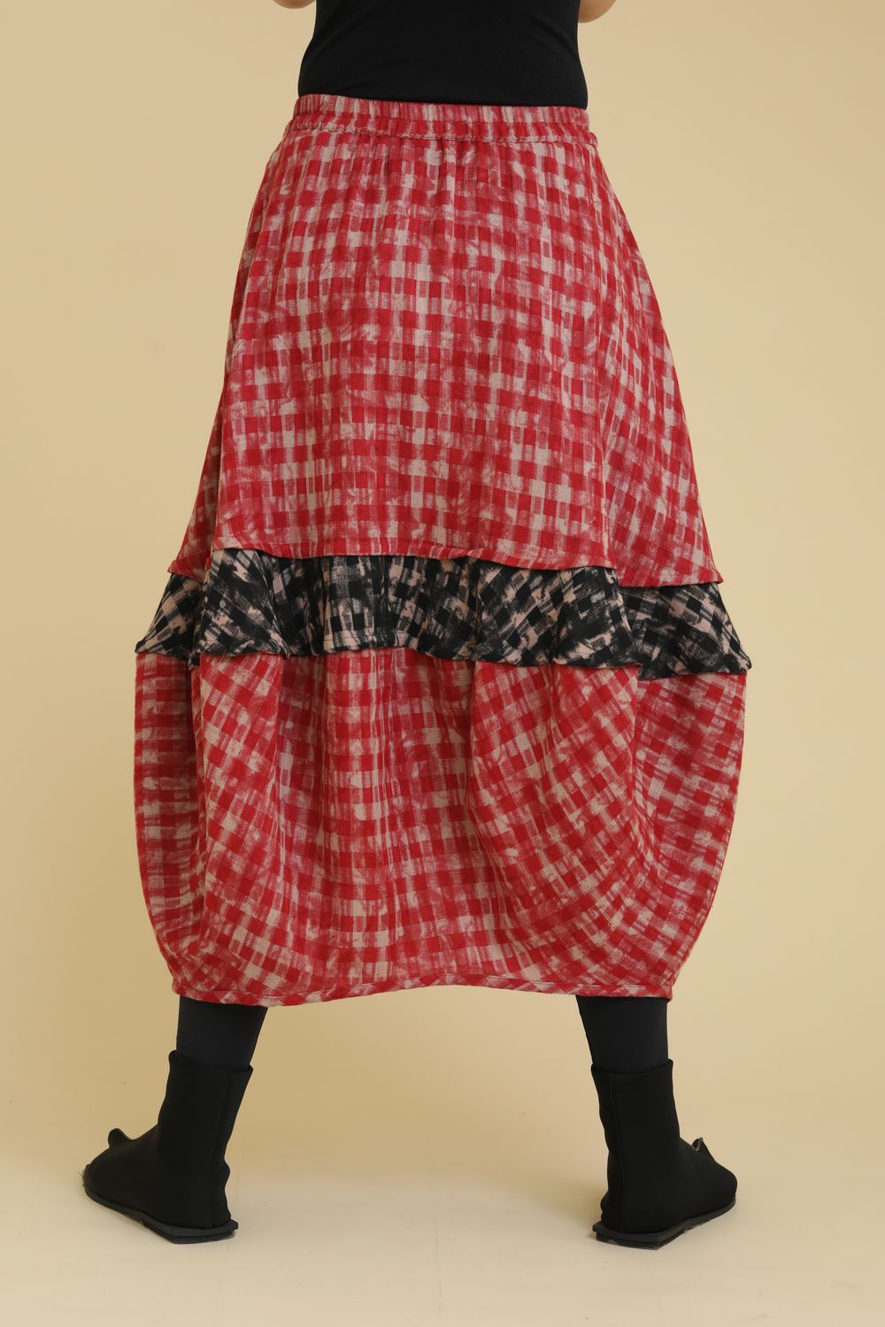 KEDEM SASSON ( AMMA) CHECK SKIRT-RED KEDEM SASSON ( AMMA) CHECK SKIRT-RED